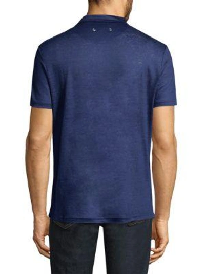 Shop Vilebrequin Short Sleeve Linen Polo In Navy