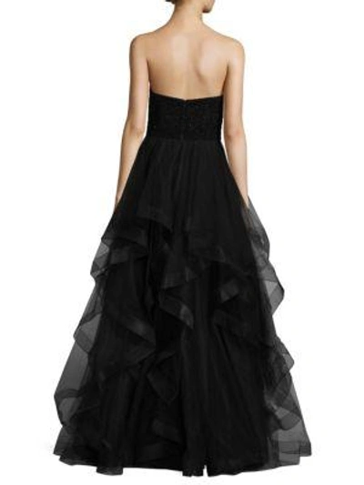 Shop Basix Black Label Strapless Beaded Gown In Black