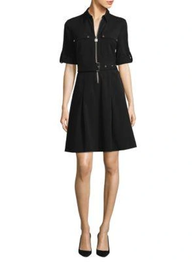 Shop Michael Michael Kors Zip-front Shirt Dress In Black