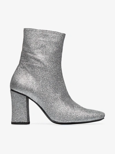 Shop Dorateymur Silver Glitter Sybil 90 Boots In Metallic