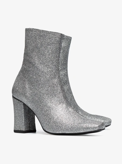 Shop Dorateymur Silver Glitter Sybil 90 Boots In Metallic