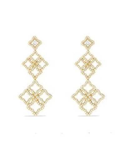 Shop David Yurman Quatrefoil 18k Gold Diamond Drop Earrings In Yellow Gold