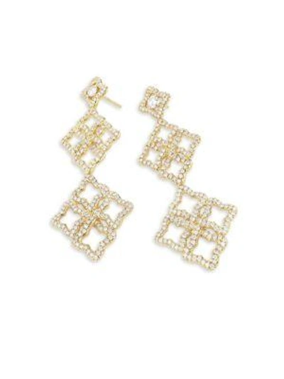 Shop David Yurman Quatrefoil 18k Gold Diamond Drop Earrings In Yellow Gold