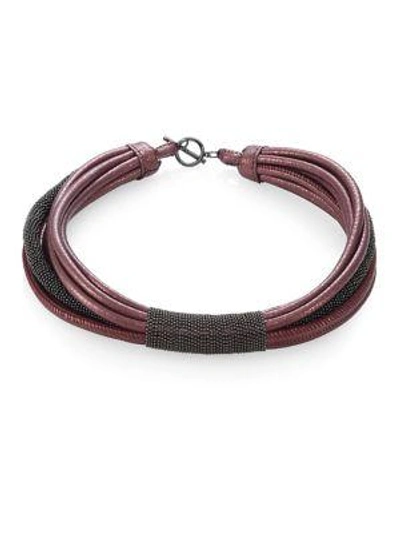 Shop Brunello Cucinelli Leather & Moni Choker In Lavender