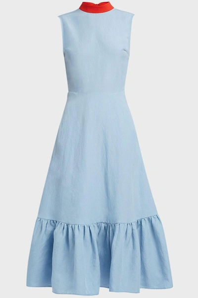 Shop Rejina Pyo Bridget Two-tone Woven Dress In Blue
