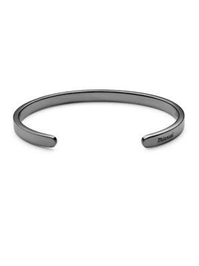Shop Miansai Sterling Silver Cuff Bracelet In Polished Black