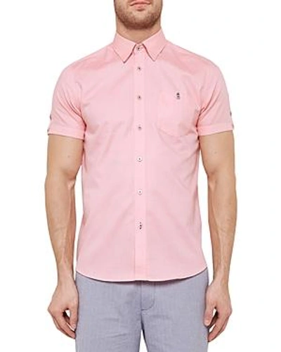 Shop Ted Baker Mini Textured Regular Fit Button-down Shirt In Pink