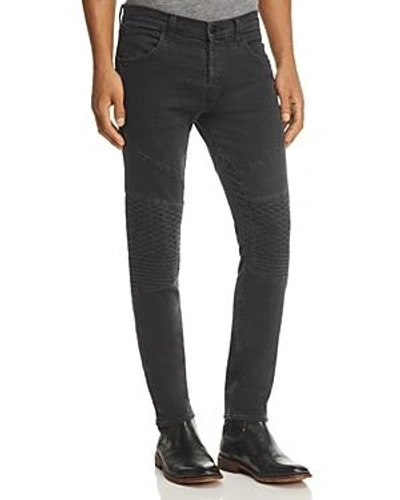Shop J Brand Bearden Moto Super Slim Fit Jeans In Washed Black In Alpha Gray