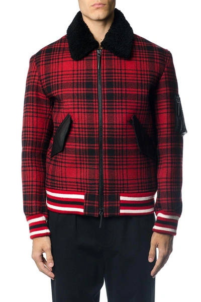Shop Tommy Hilfiger Tartan Check Down Jacket In Red-black
