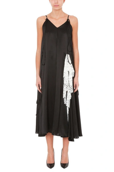Shop Y/project Silk Slip Dress With Lace Trim In Black
