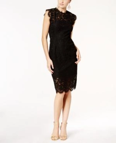 Shop Rachel Zoe Cap-sleeve Lace Dress In Jet Black