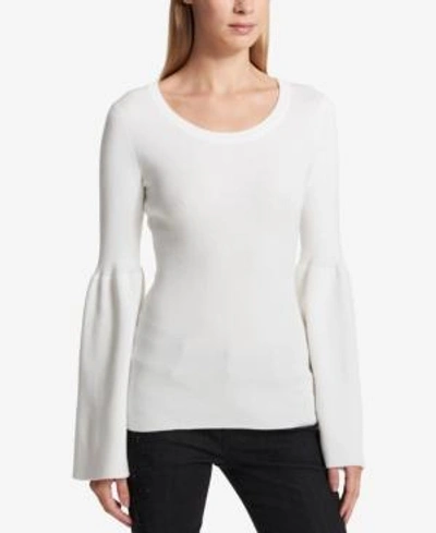 Shop Dkny Bell-sleeve Sweater In Ivory