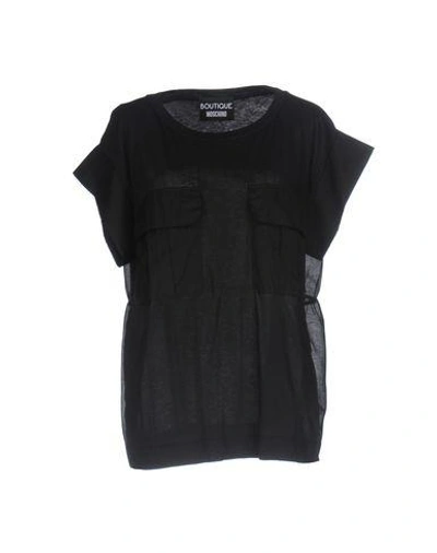Shop Boutique Moschino Woman T-shirt Black Size 6 Cotton