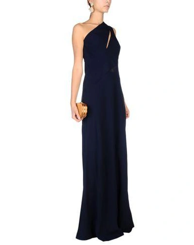 Shop Alberta Ferretti Long Dresses In Dark Blue