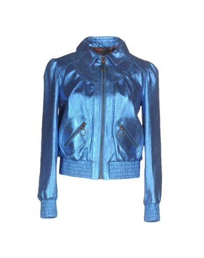 Shop Philosophy Di Lorenzo Serafini Leather Jacket In Azure
