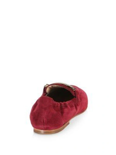 Shop Tod's Cuoio Legg Suede Loafer In Red