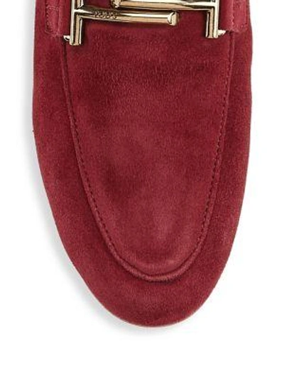 Shop Tod's Cuoio Legg Suede Loafer In Red