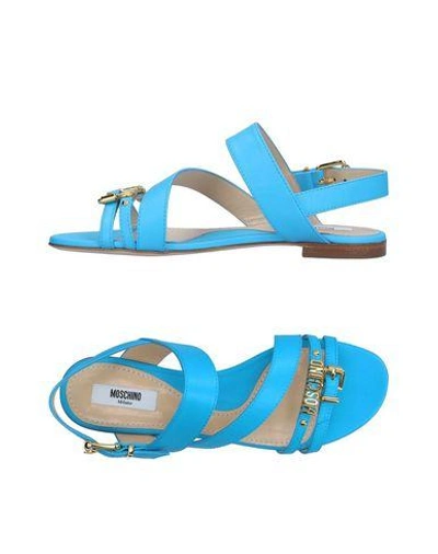 Shop Moschino Sandals In Azure