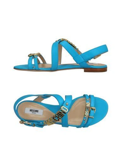 Shop Moschino Sandals In Azure