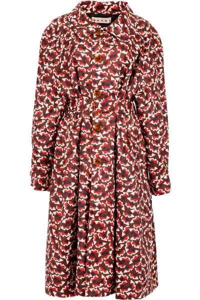 Shop Marni Printed Nylon Trench Coat In Hennebeige