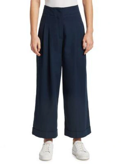Shop Loro Piana Cotton Pleated Pants In Shangai Blue