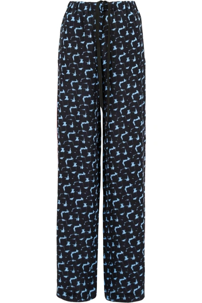 Shop Marni Printed Silk Pyjama Trousers In Cobaltblu