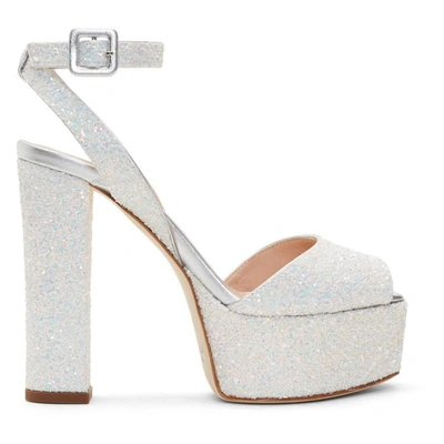 Shop Giuseppe Zanotti White Glitter Lavinia Platform Sandals