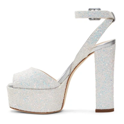 Shop Giuseppe Zanotti White Glitter Lavinia Platform Sandals