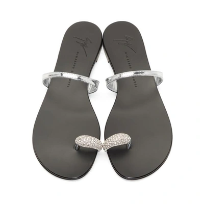 Shop Giuseppe Zanotti Black And Silver Nuvorock Sandals