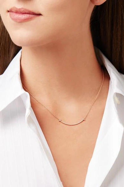 Shop Tiffany & Co T Smile 16" 18-karat Rose Gold Diamond Necklace