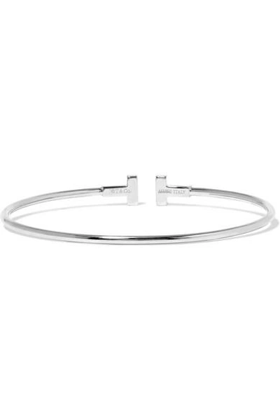 Shop Tiffany & Co T Wire Narrow 18-karat White Gold Bracelet