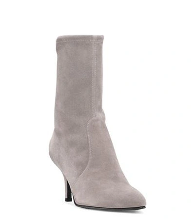 Shop Stuart Weitzman The Cling Bootie In Light Gray Suede