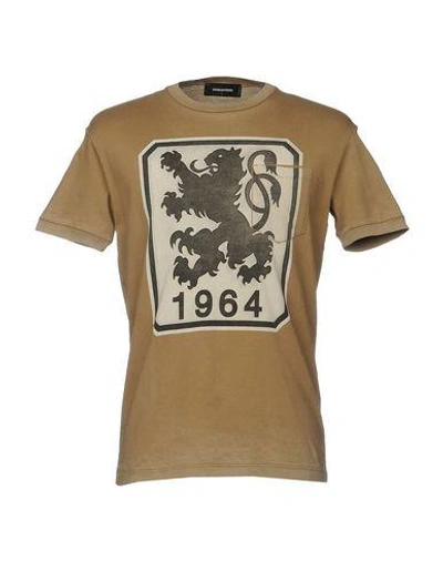 Shop Dsquared2 T-shirts In Sand
