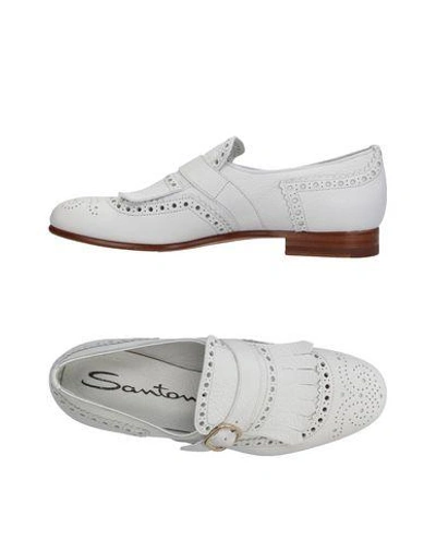 Shop Santoni Loafers In White