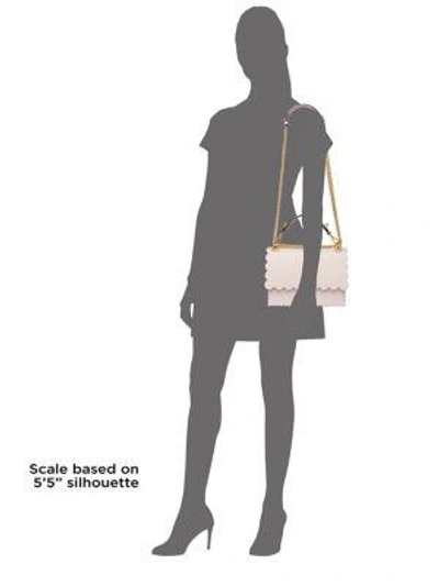 Shop Fendi Scalloped-edge Leather Crossbody Bag In Bianco