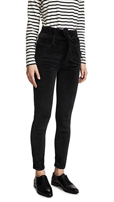 Shop Current Elliott The Velvet Corset Stiletto Jeans In Jet Black