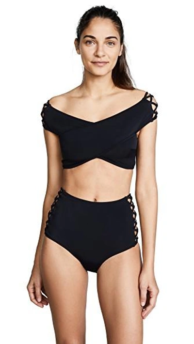 Shop Oye Swimwear Lucette Lace Up Bikini In Black