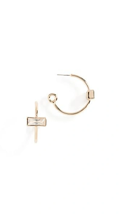 Shop Eddie Borgo Baguette Hoop Earrings In Gold