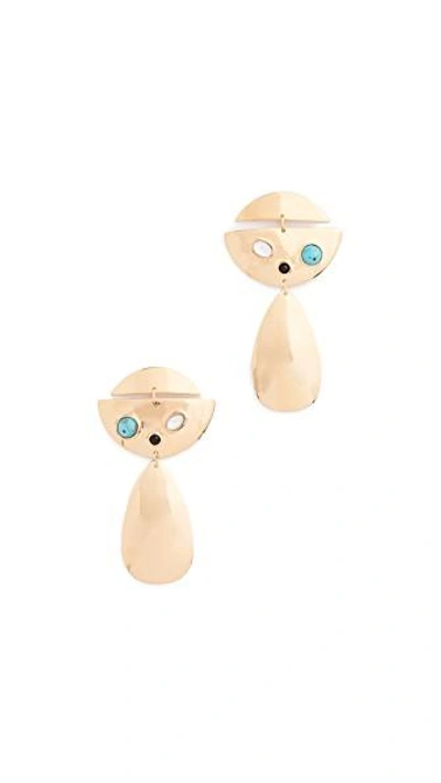 Shop Lizzie Fortunato Cove Earrings In Brass/turquoise