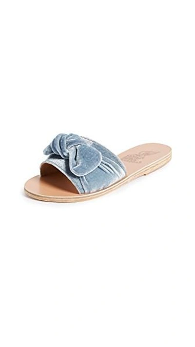Shop Ancient Greek Sandals Taygete Bow Slide Sandals In Azur