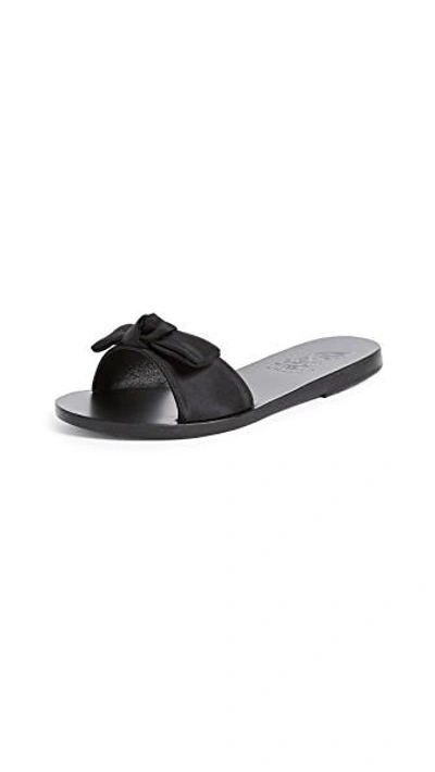 Shop Ancient Greek Sandals Alki Bow Slide Sandals In Black/black