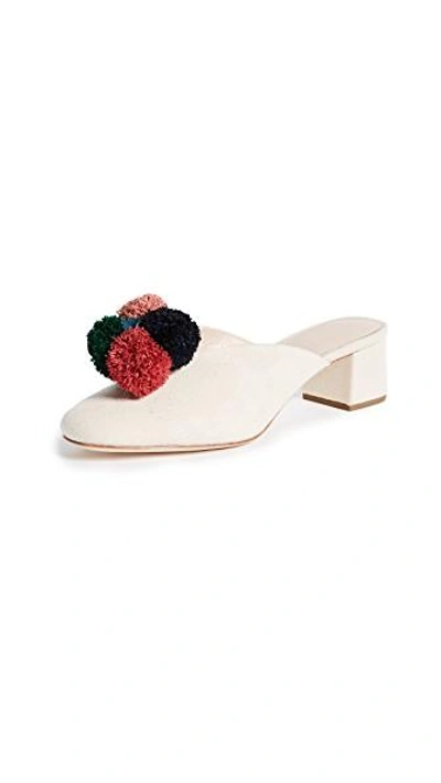 Loeffler Randall Lulu Pom-pom Canvas Mules In Natural/multi