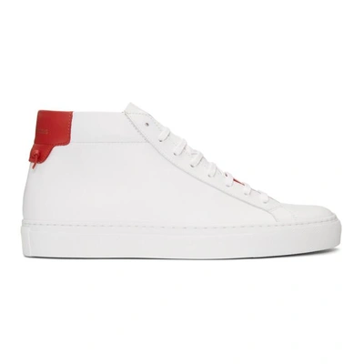 Shop Givenchy White And Red Urban Knots Mid-top Sneakers In 112 White/r