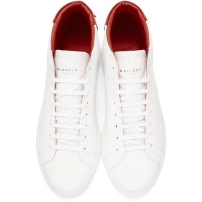Shop Givenchy White And Red Urban Knots Mid-top Sneakers In 112 White/r