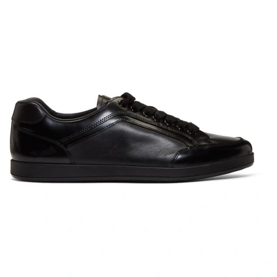 Shop Prada Black Slim Sneakers In 002 Nero