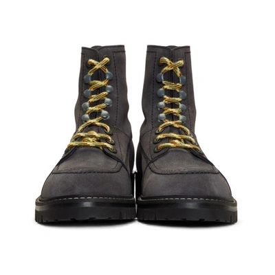 Shop Lanvin Grey Suede Lace-up Boots In 14 Dark Grey