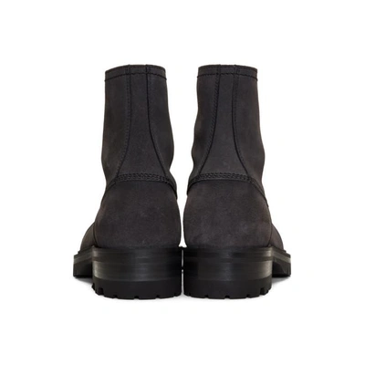 Shop Lanvin Grey Suede Lace-up Boots In 14 Dark Grey