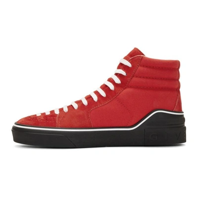 Shop Givenchy Red Suede & Canvas High-top Sneakers
