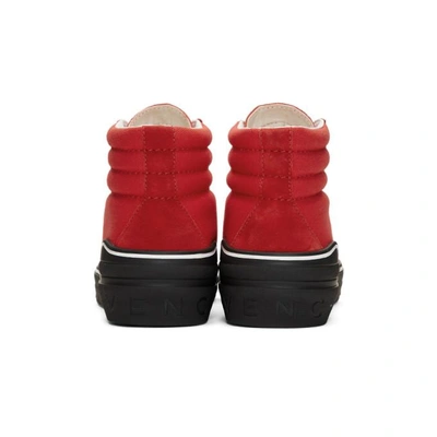 Shop Givenchy Red Suede & Canvas High-top Sneakers