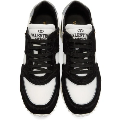Shop Valentino Black & White  Garavani Hive Sneakers